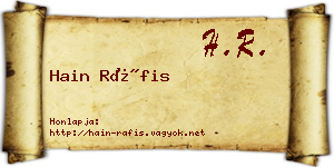 Hain Ráfis névjegykártya